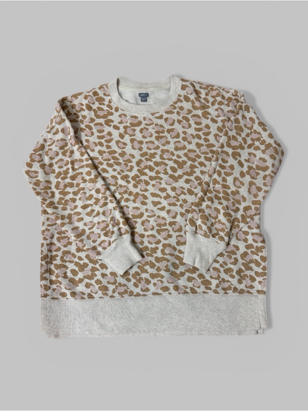 Aerie Cheetah Print Oversized Pullover Crewneck Sweatshirt
